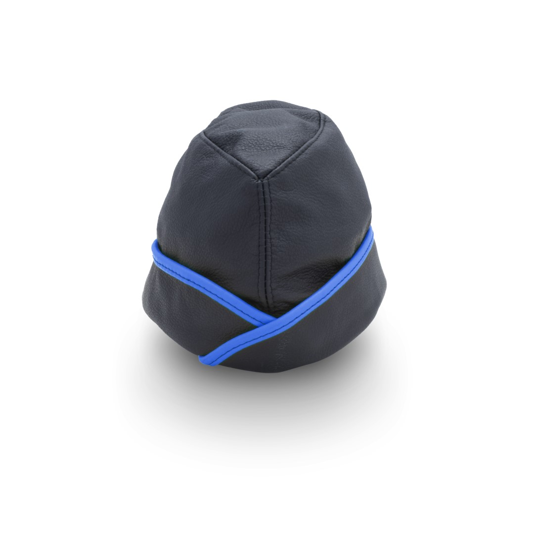 Leder Garnisonsmütze Schwarz/Blau