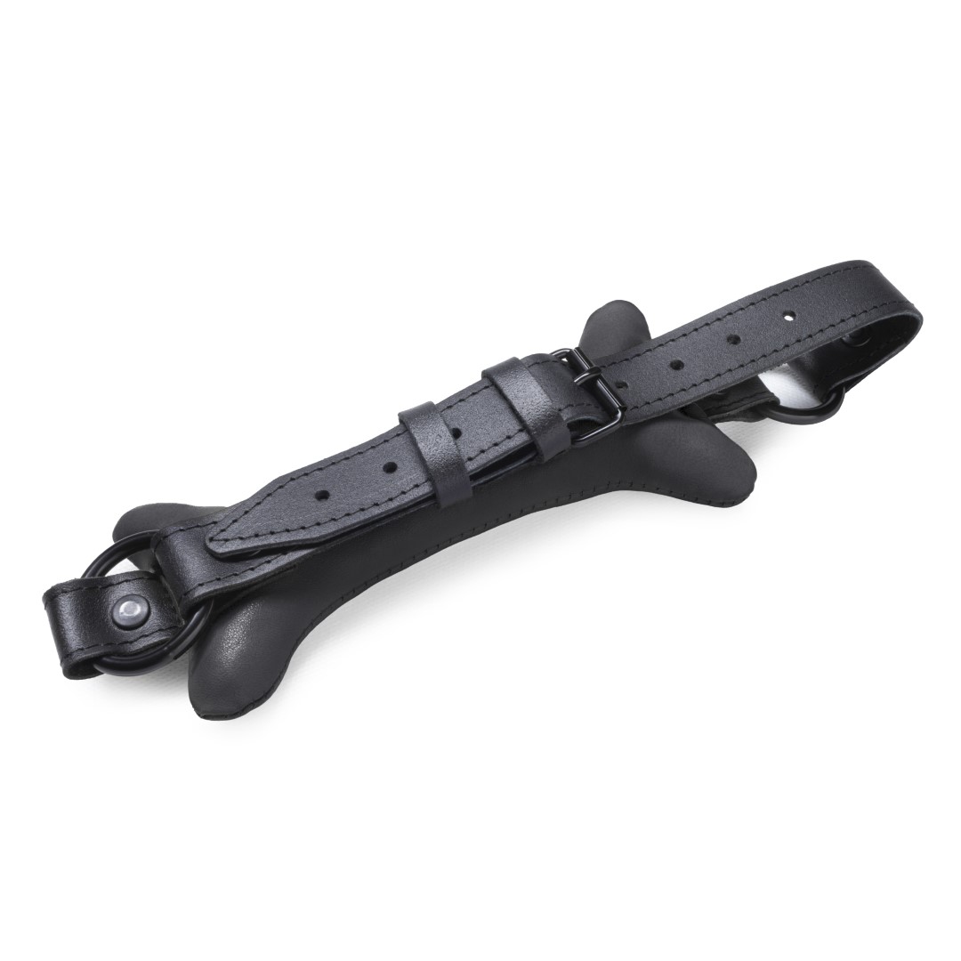 Doggy Leder Knochen Knebel Schwarz