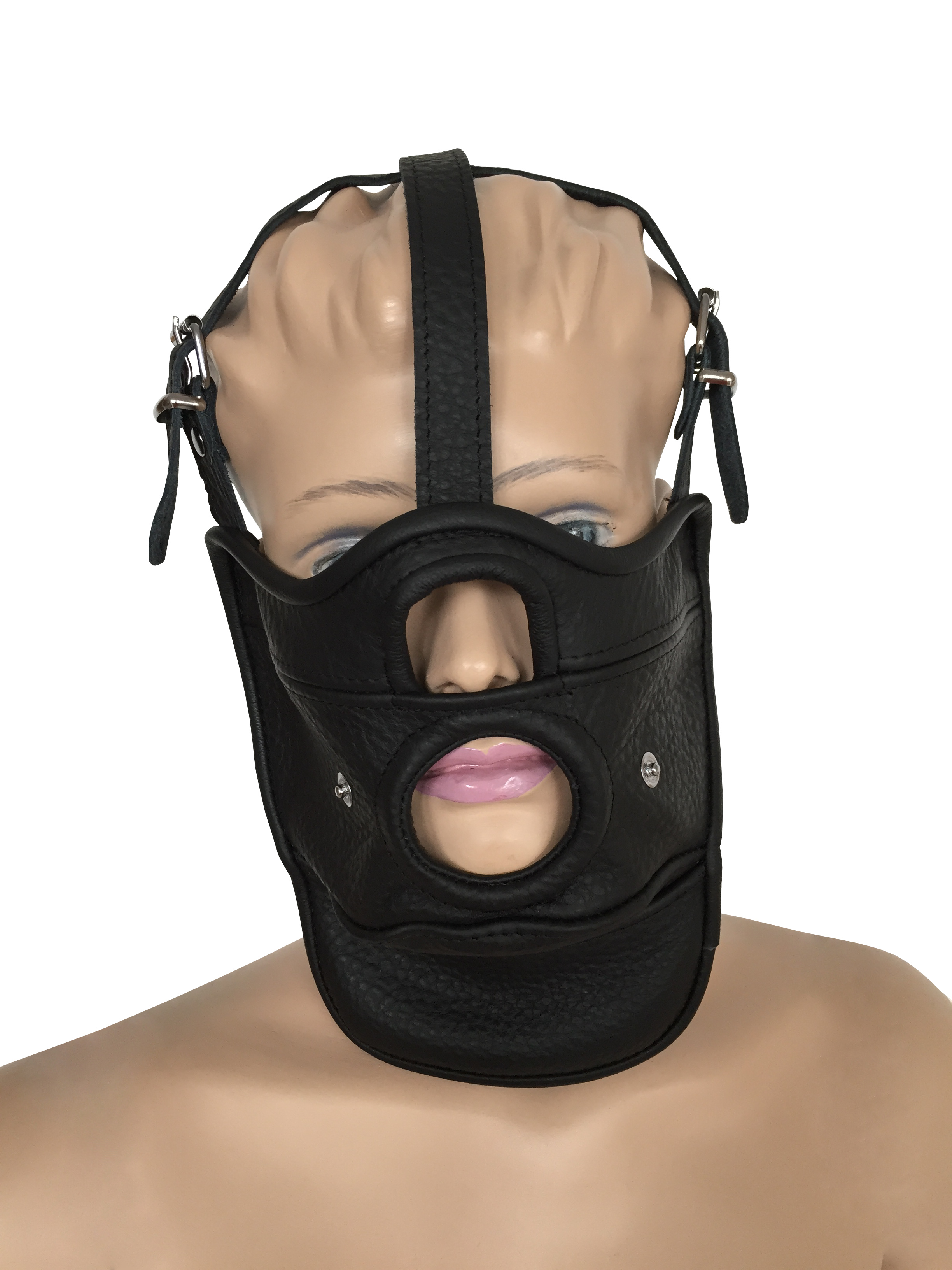 Maske mit Öffnung und abknüpfbarem Mundknebel