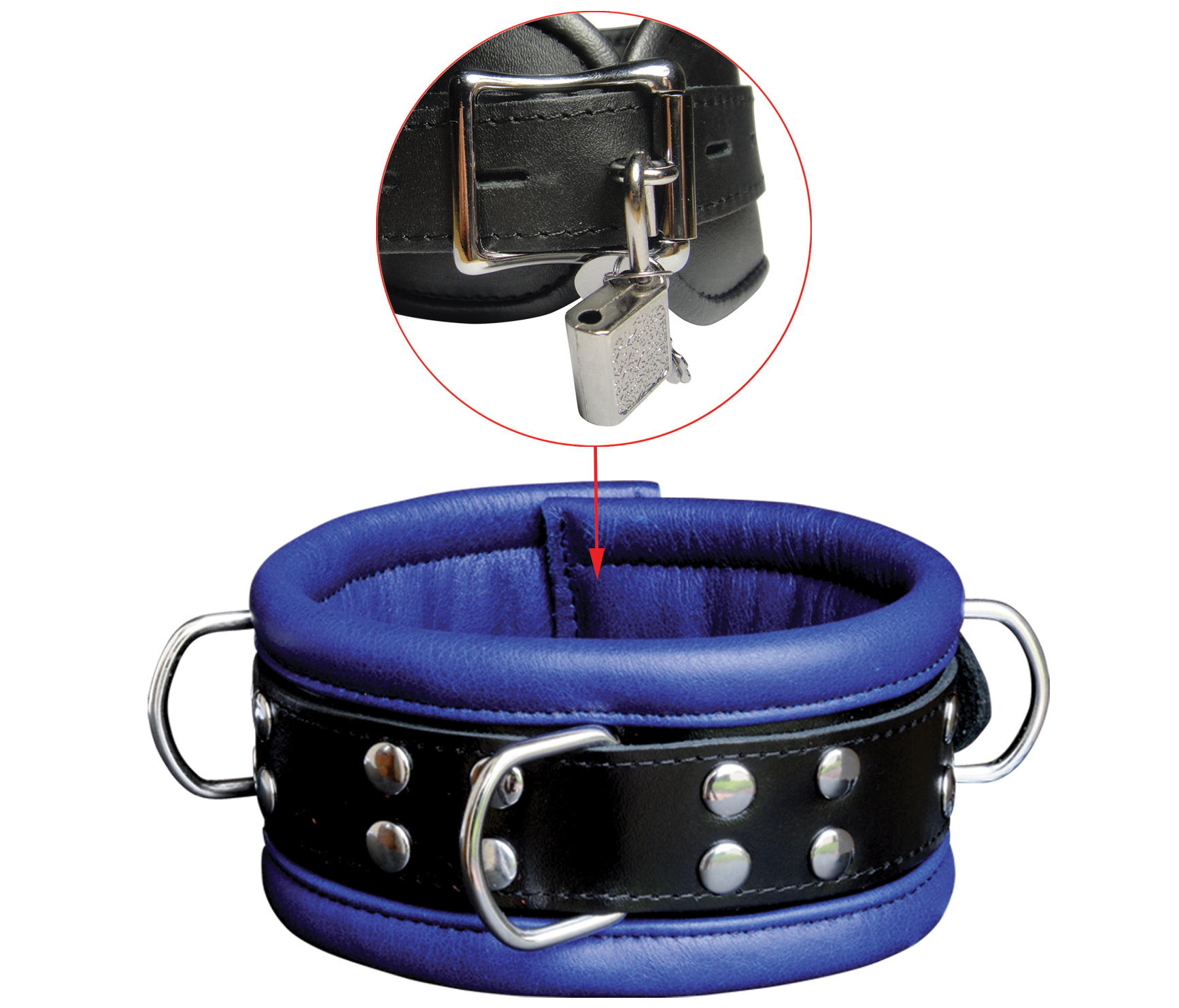 High Quality - Leder Halsfessel Blue abschließbar