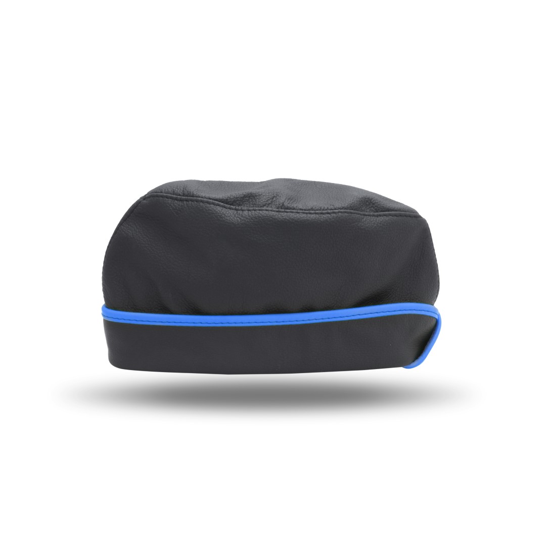 Leder Garnisonsmütze Schwarz/Blau