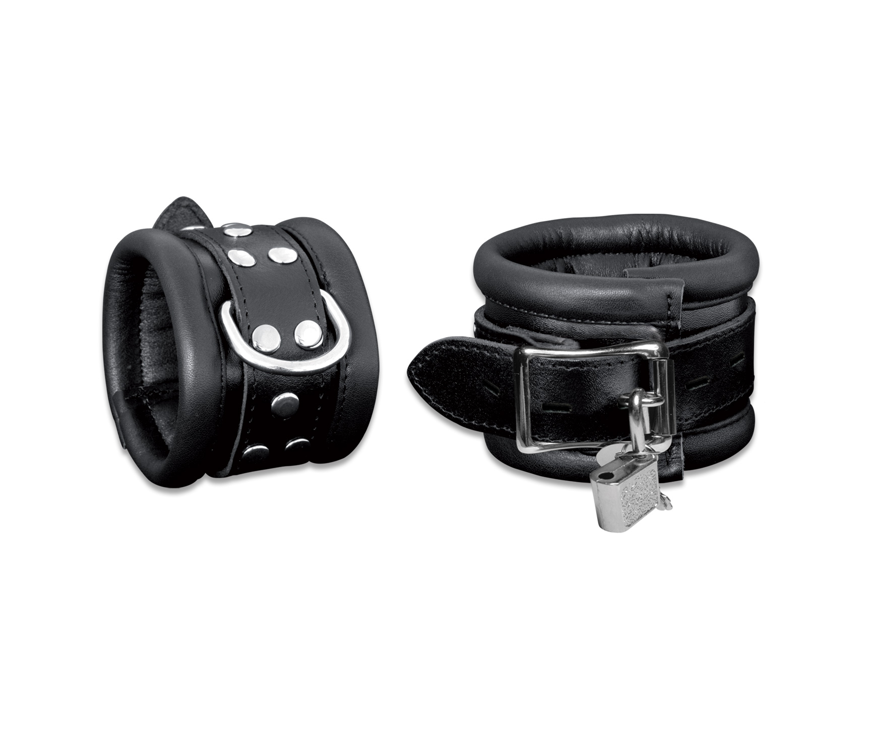 High Quality - Leder Handfessel Schwarz abschließbar