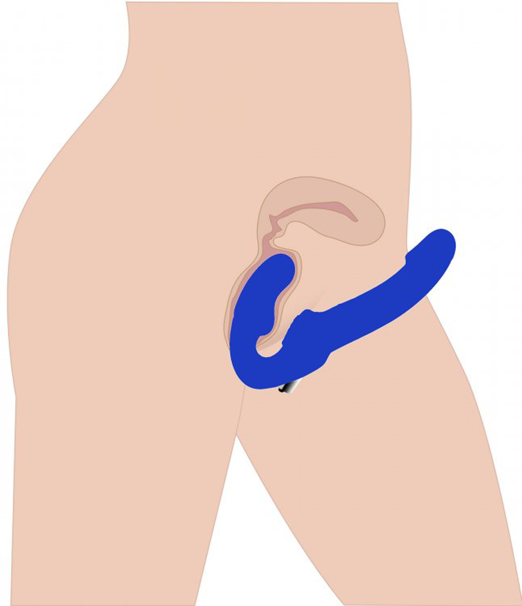 Strapless Strap-on in Blau