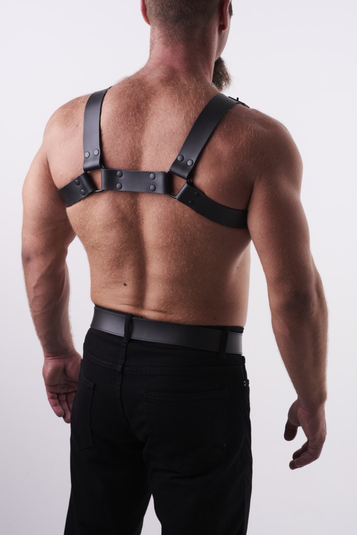 Leder Brust Harness Schwarz
