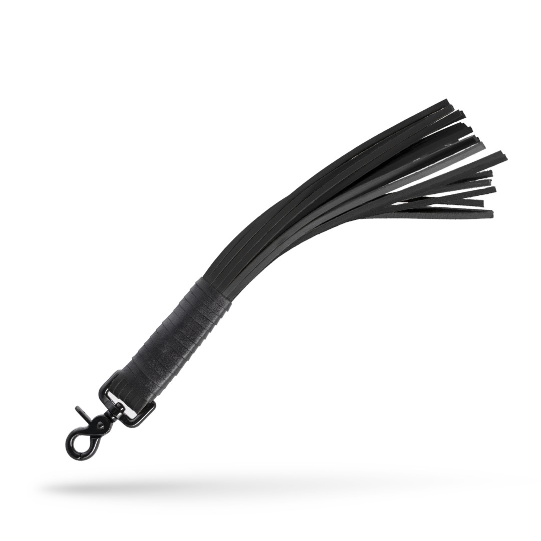 Lederpeitsche mit Karabiner Schwarz