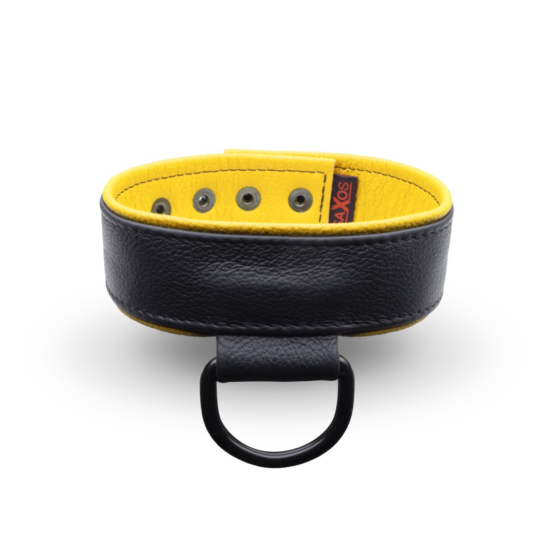 Soft Leder Halsband Schwarz/Gelb