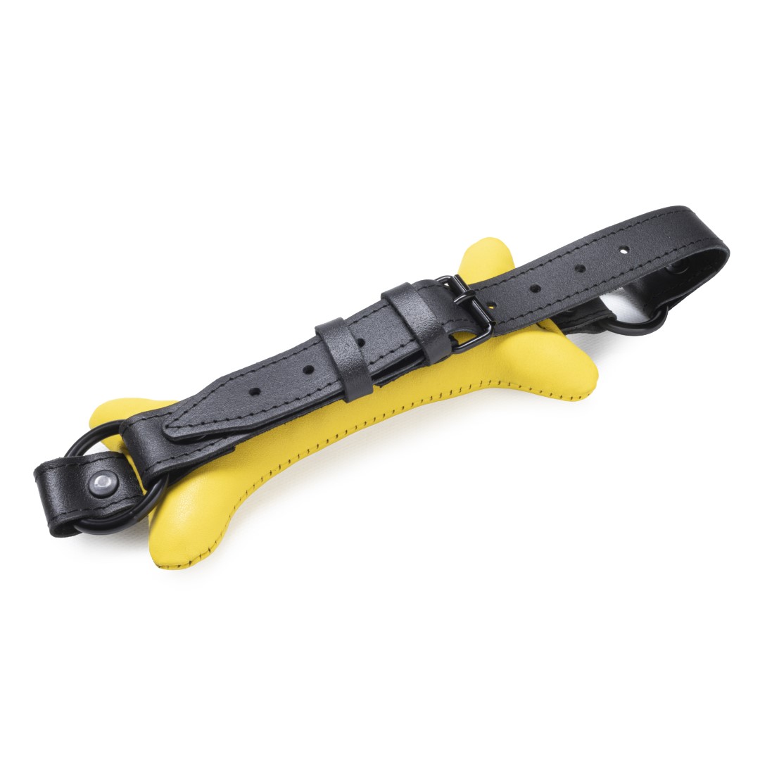 Doggy Leder Knochen Knebel Gelb