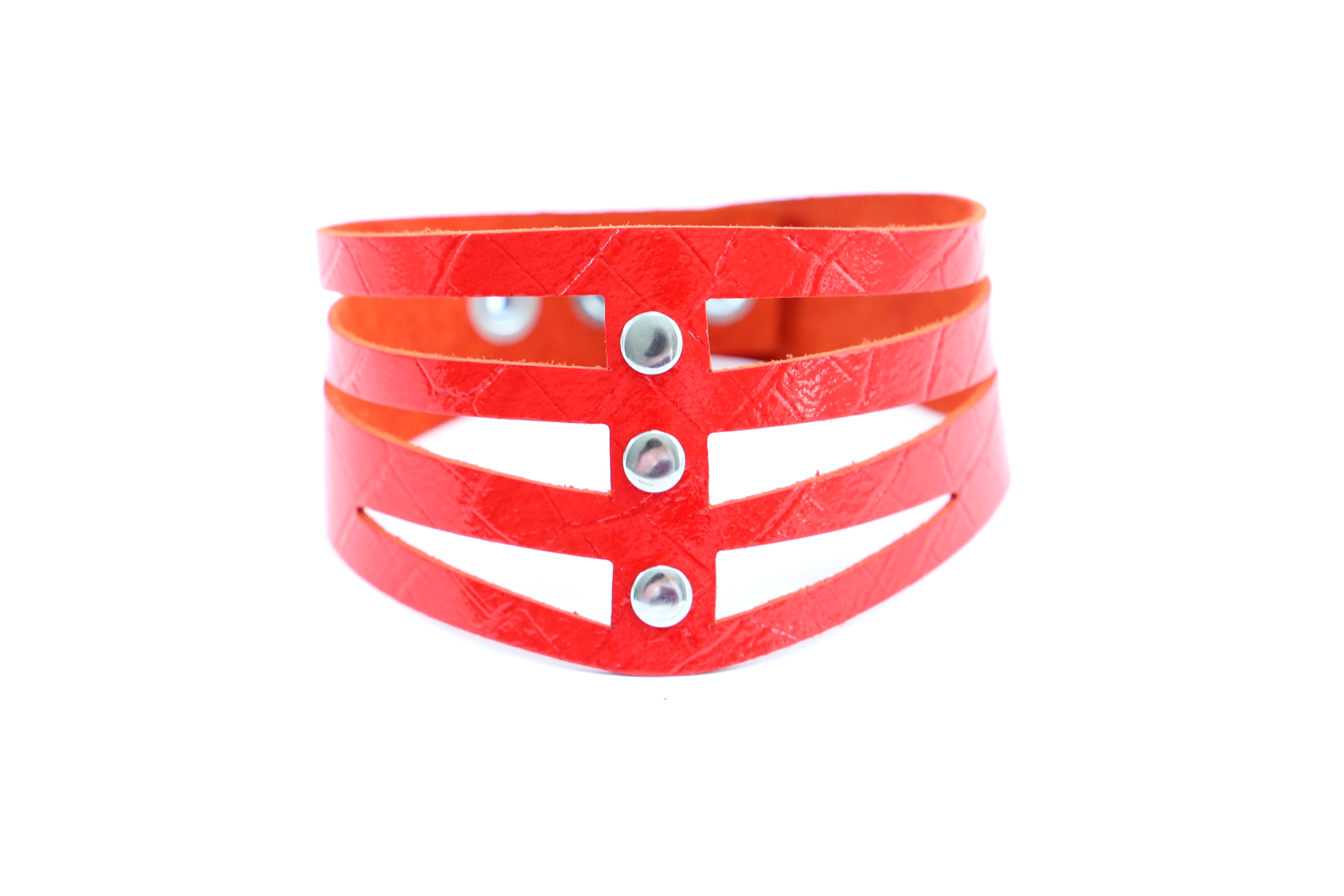 Lack Kroko Halsband "Riemchen Look"