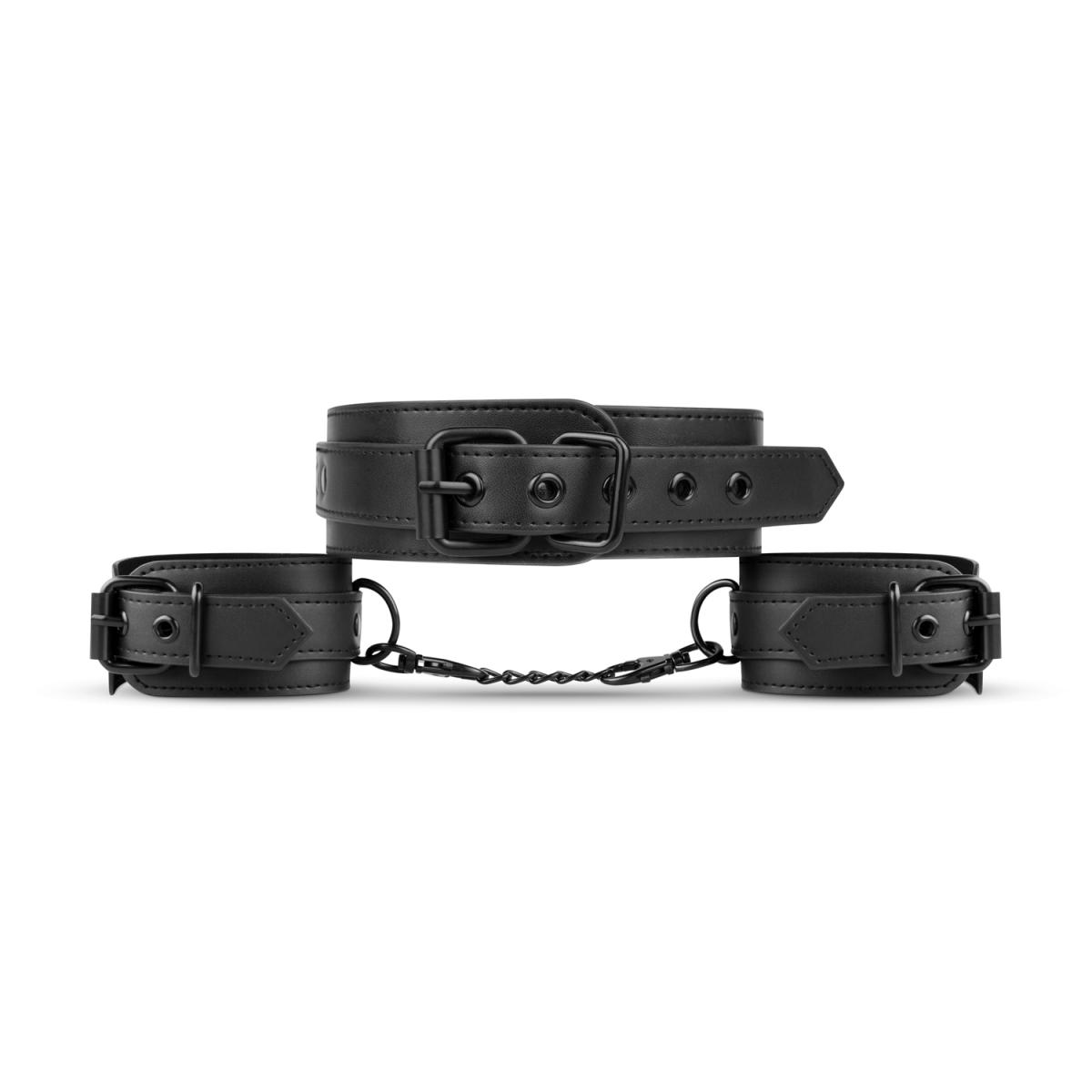 Halsband - Handgelenk-Manschetten - Schwarz als Set