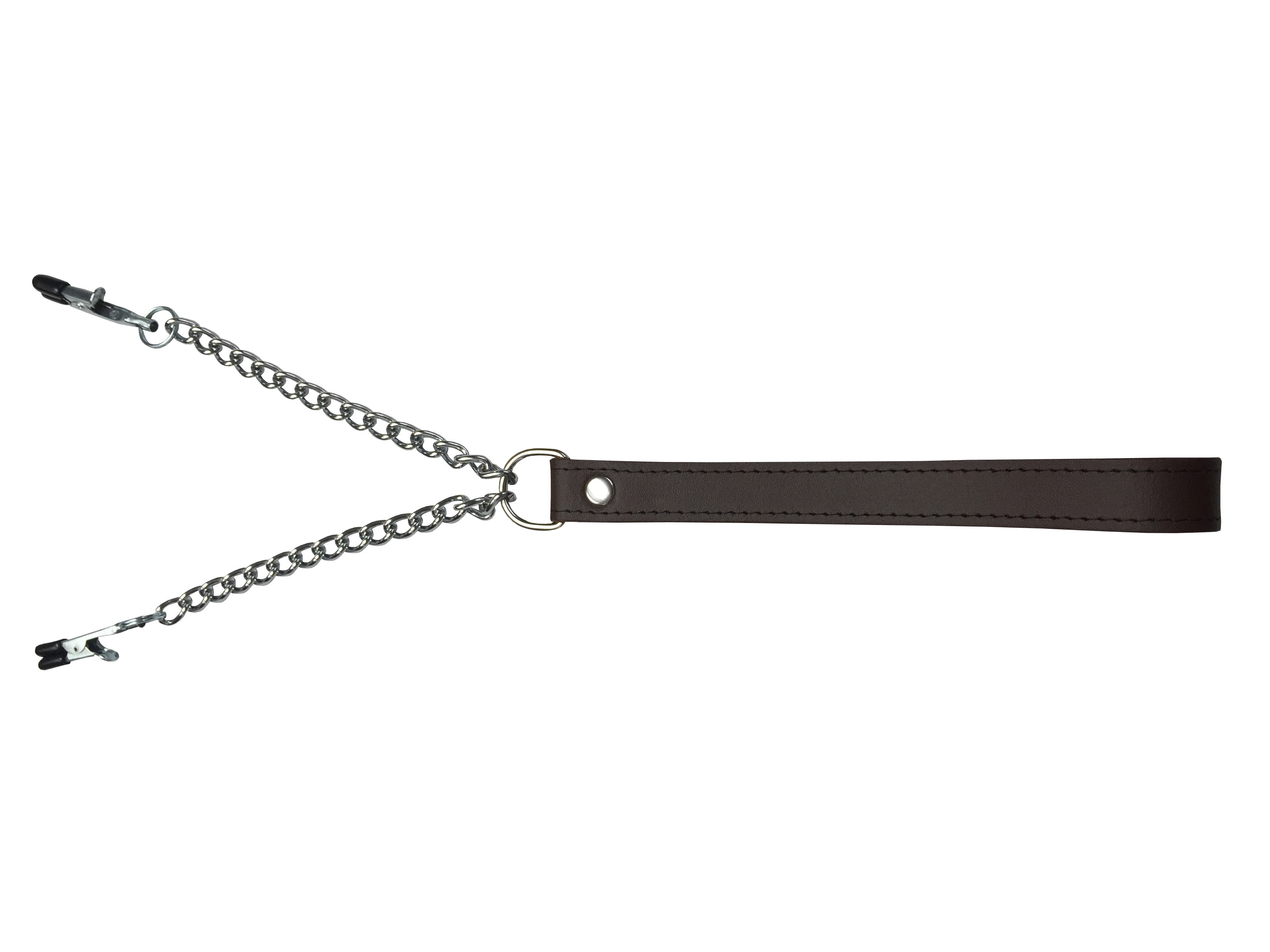 Doppelnippelklammern mit Kette und Ledergriff