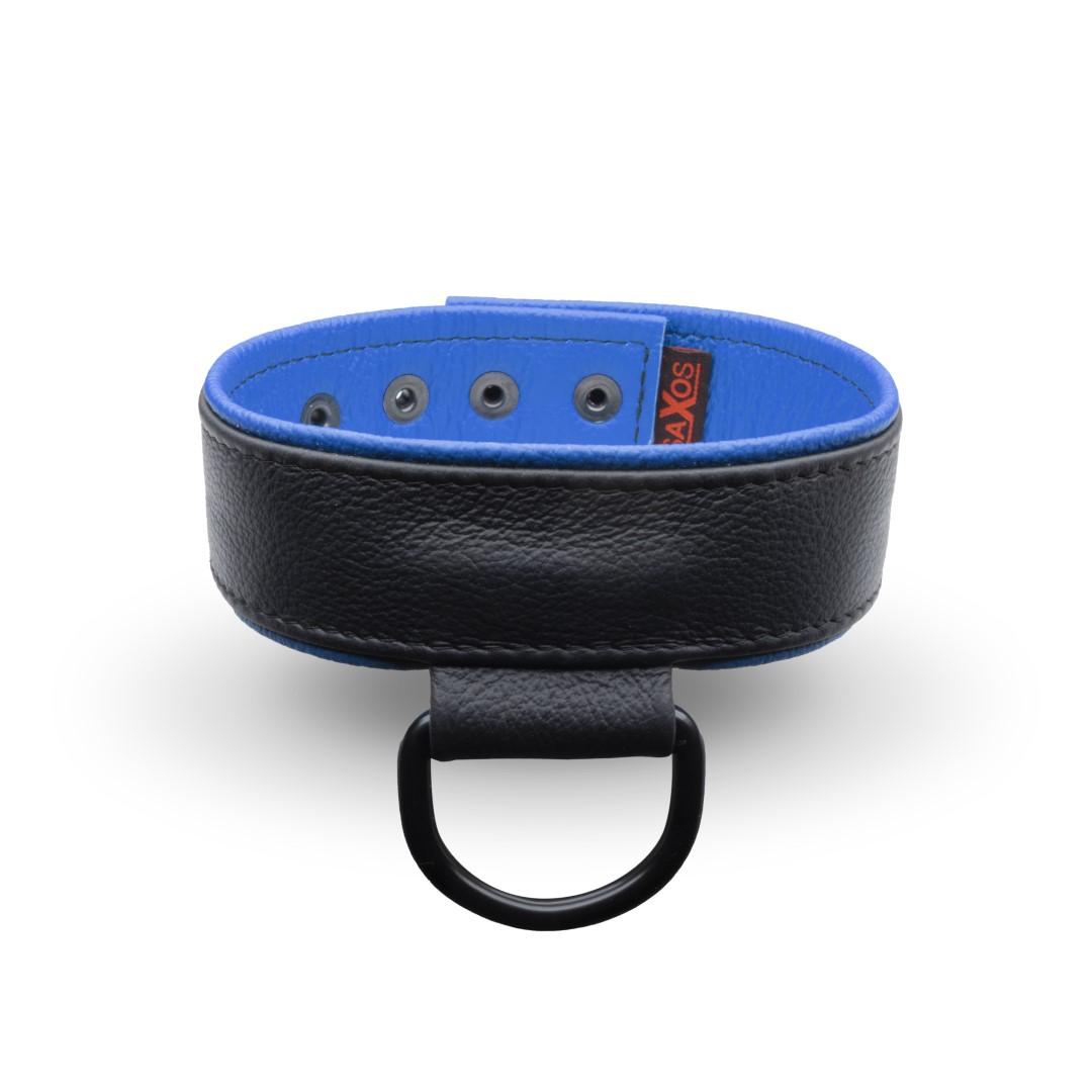 Soft Leder Halsband Schwarz/Blau
