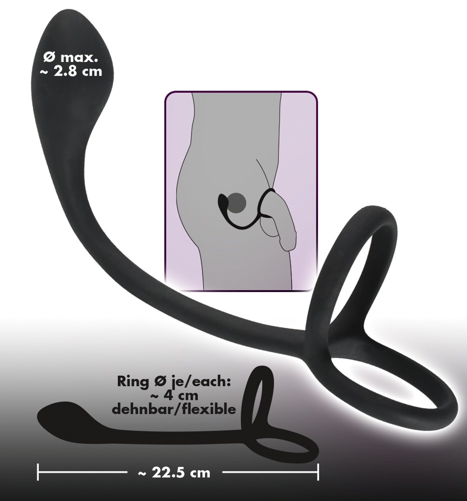 Black Velvets Cock & Ball Ring + Plug