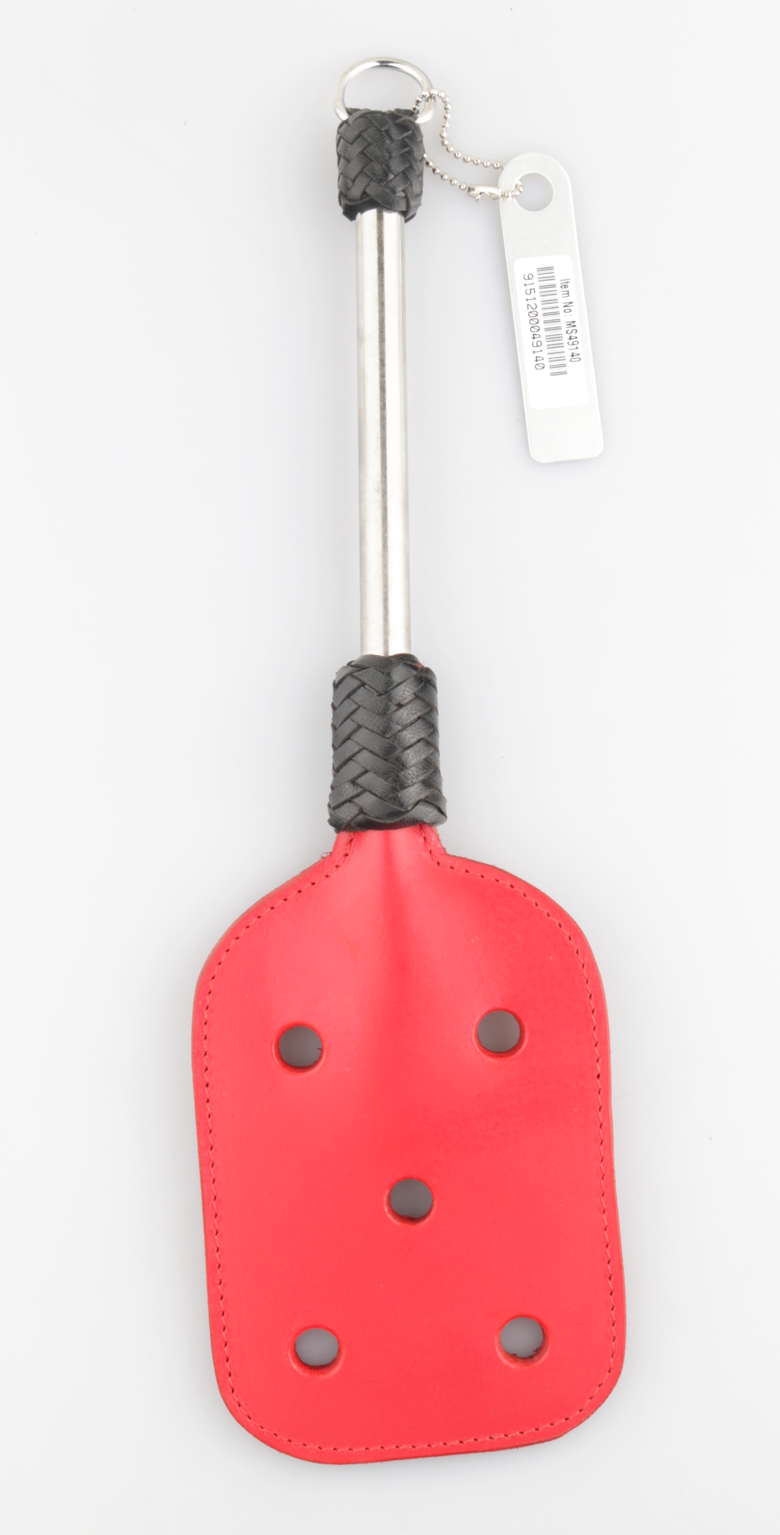 Lederpaddel mit Metallgriff Lochpaddle rot