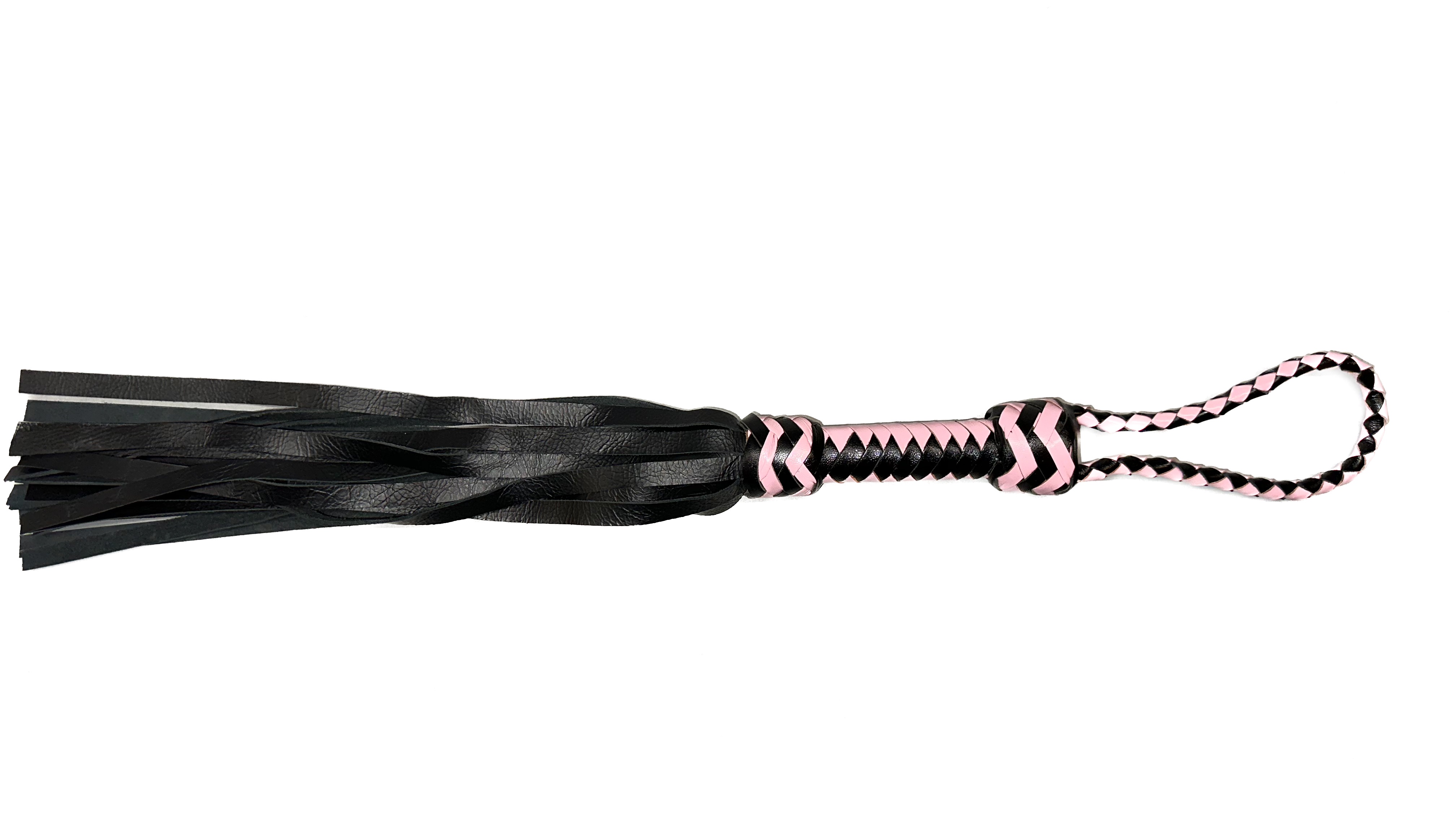 Kleiner weicher Flogger aus Rindsleder in schwarz-rosa