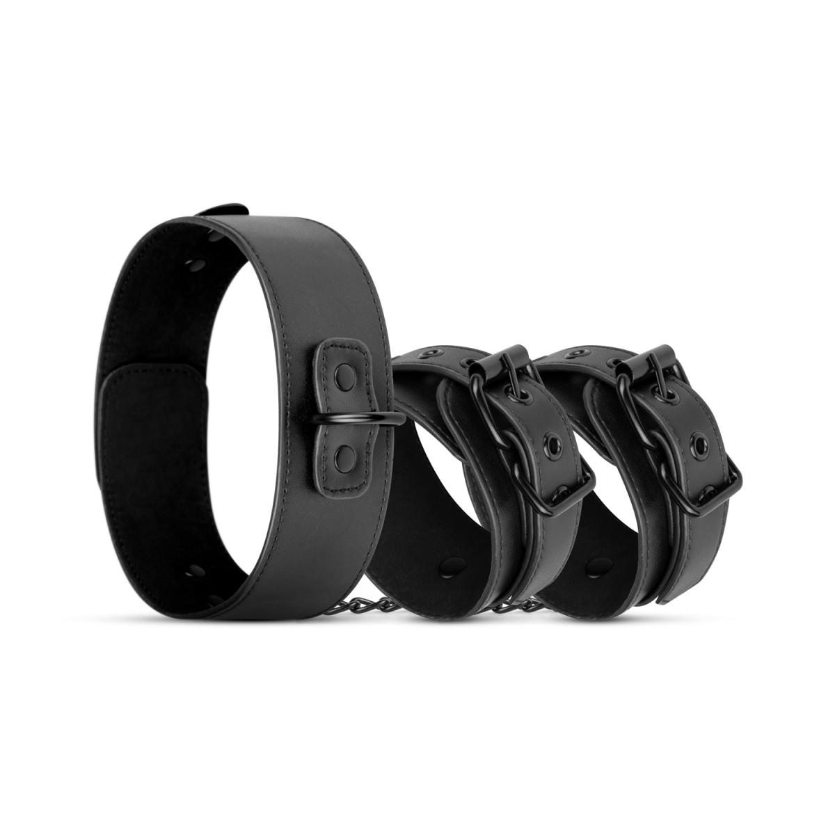Halsband - Handgelenk-Manschetten - Schwarz als Set