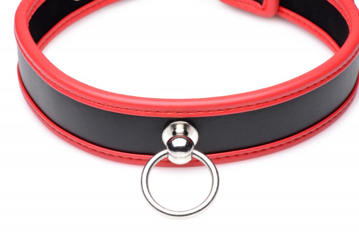 Auffälliges Halsband mit O-Ring - Schwarz/Rot