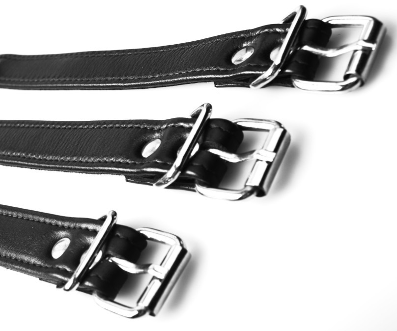 Choker - Halsband der O in Schwarz - echtes Leder mit grossem Ring - Grösse L