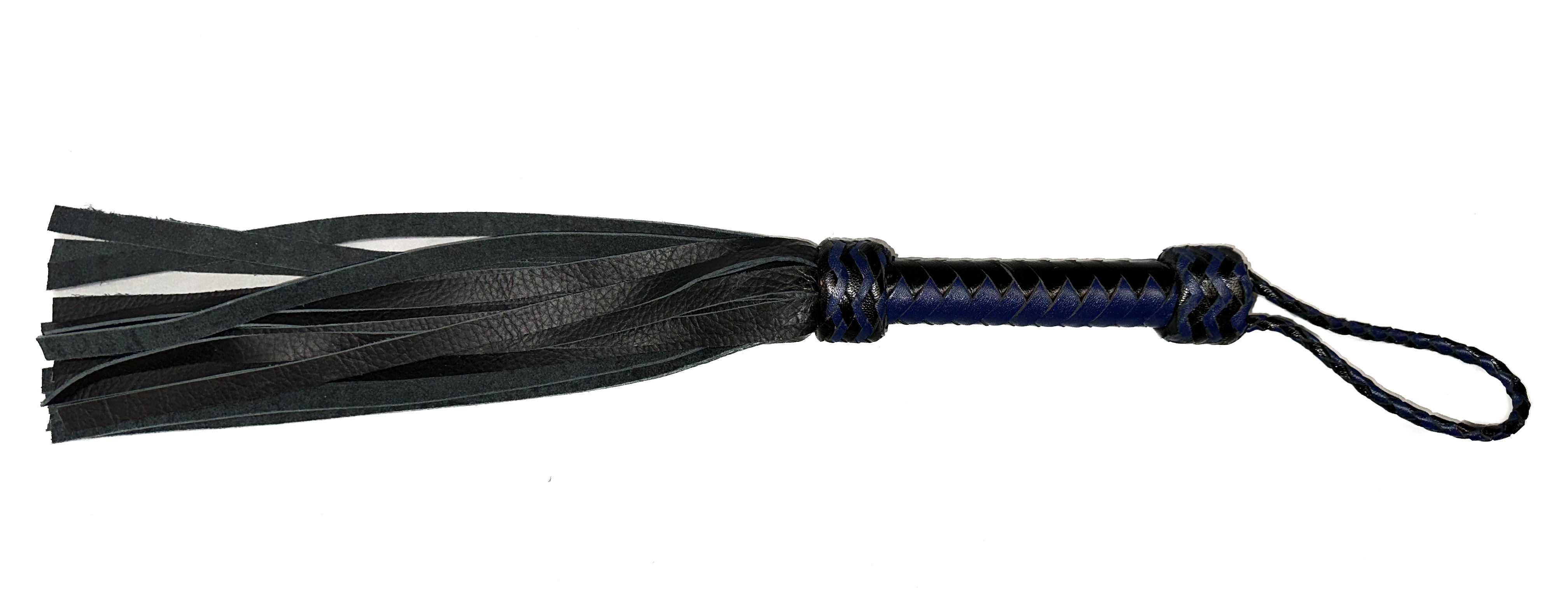 Kleiner weicher Flogger aus Rindsleder in schwarz-blau
