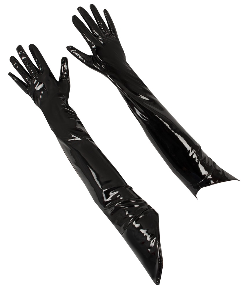 Handschuhe aus Lack Extralang