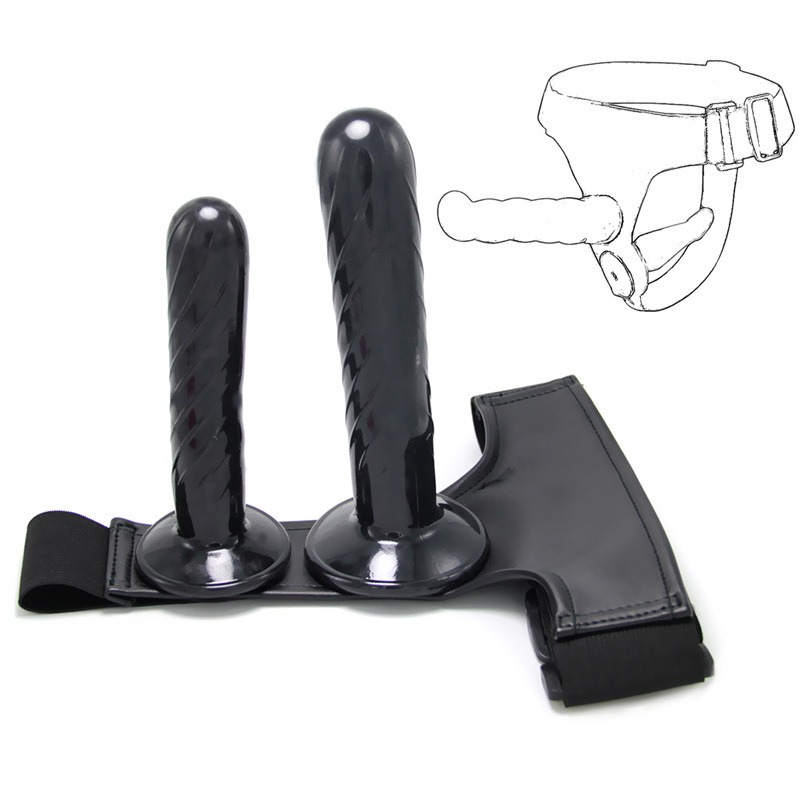 Bequemer Strap-On aus Nylon und PU-Leder mit zwei Dildos