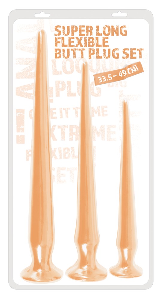 Super Long Flexible Butt Plug Set Natur