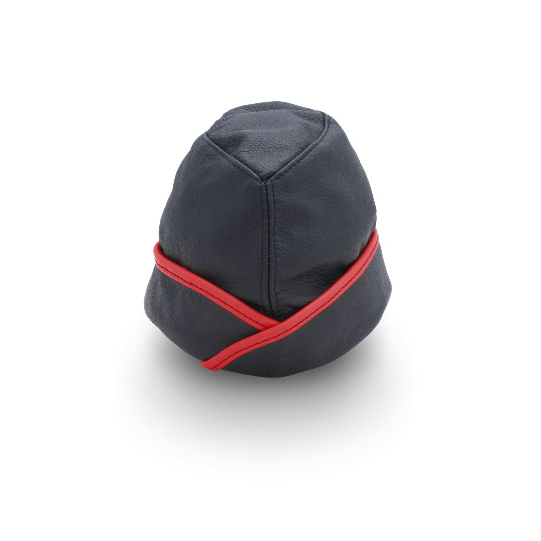 Leder Garnisonsmütze Schwarz/Rot