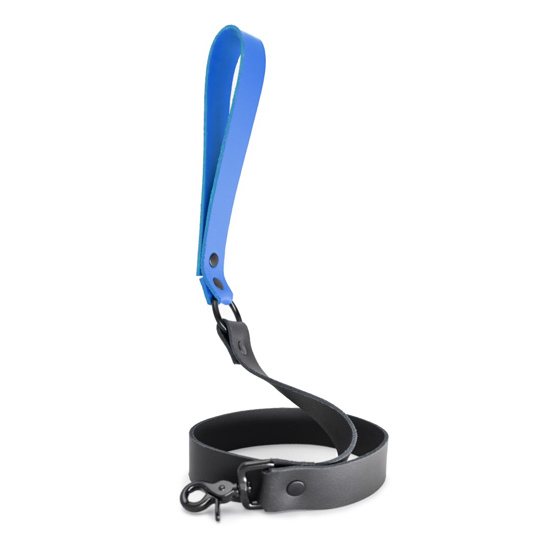 Soft Leder Leine Kurz Blau