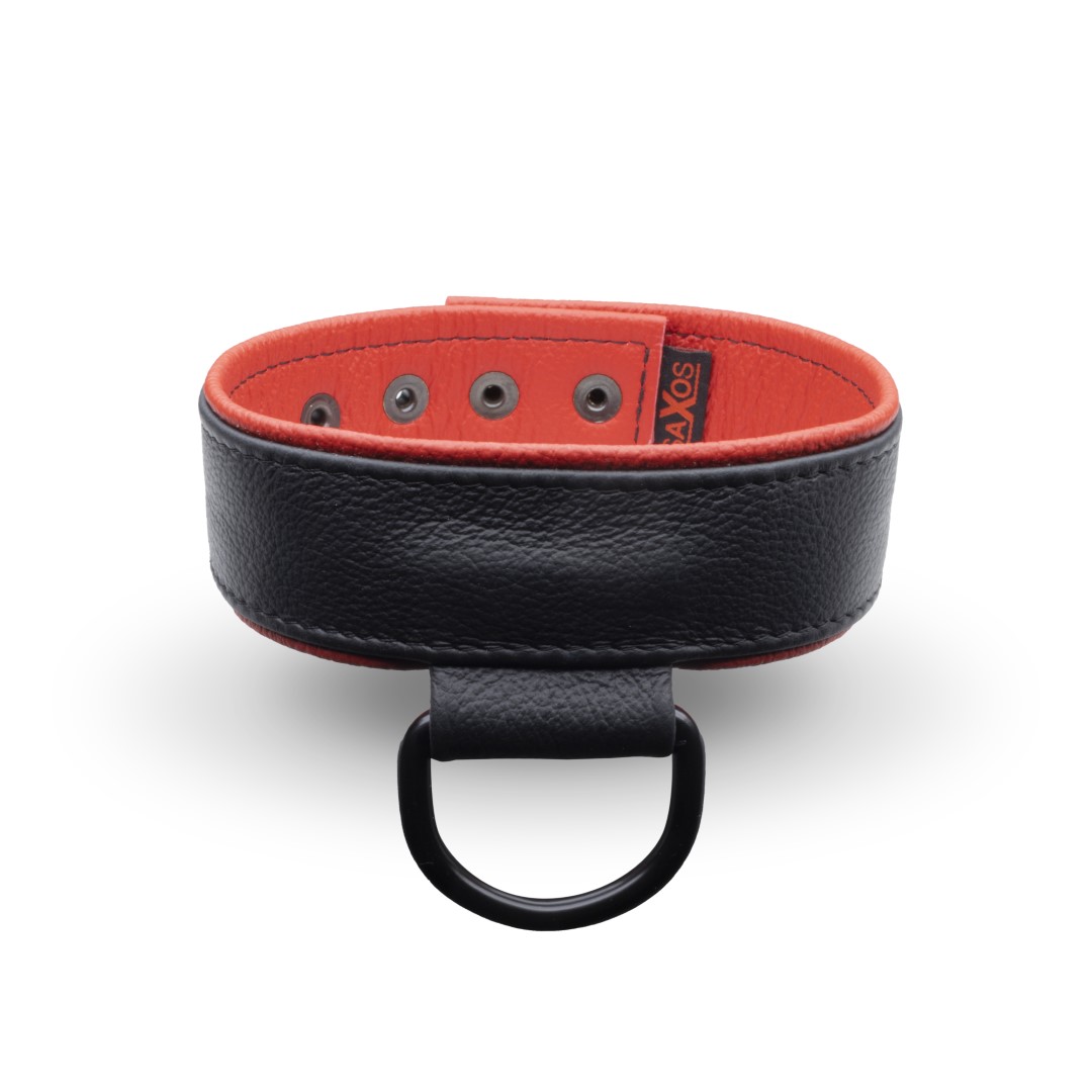 Soft Leder Halsband Schwarz/Rot