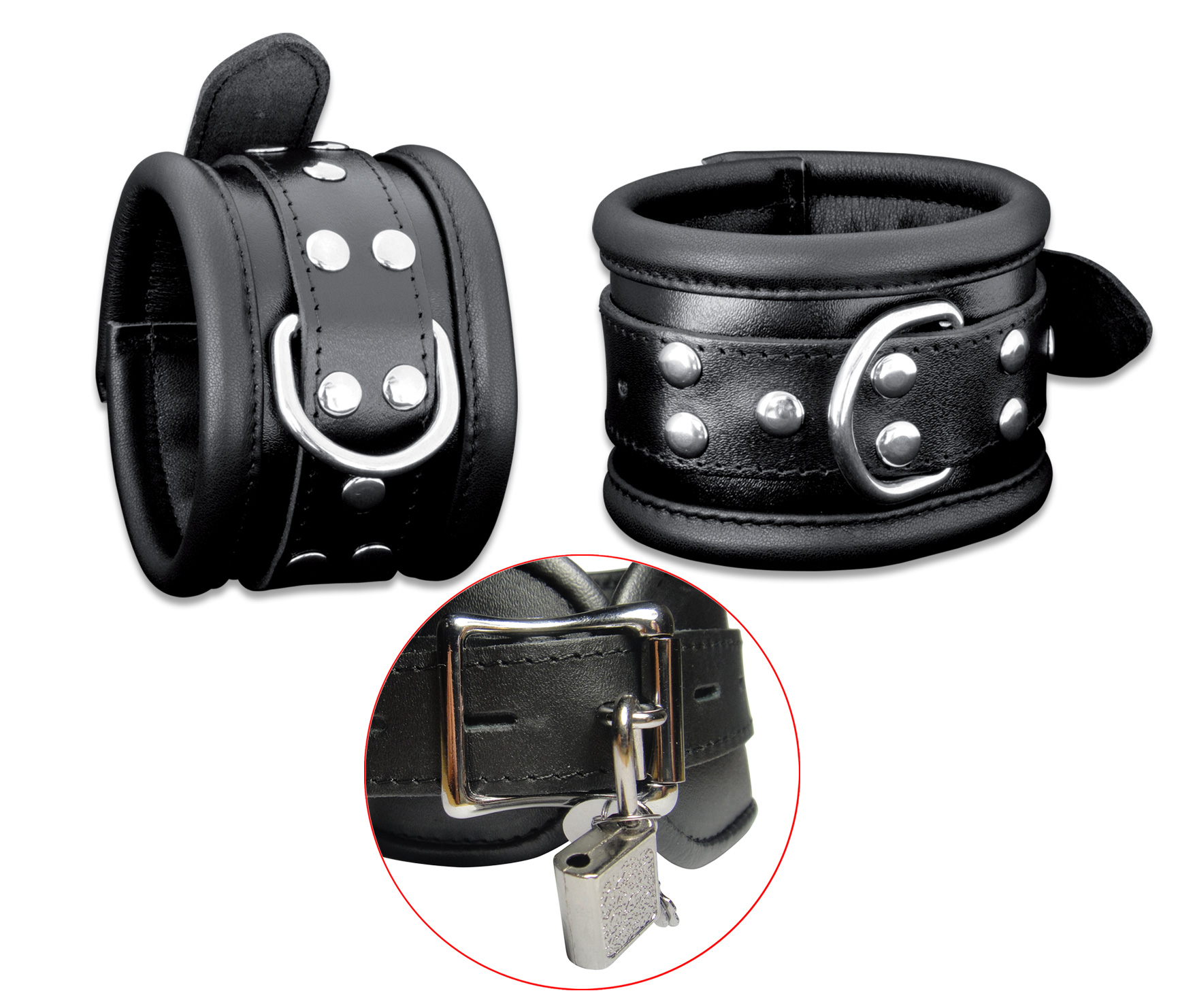 High Quality Leder Fussfessel Schwarz abschliessbar