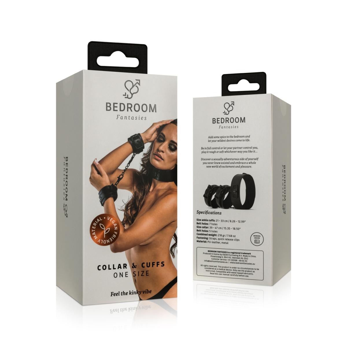 Halsband - Handgelenk-Manschetten - Schwarz als Set