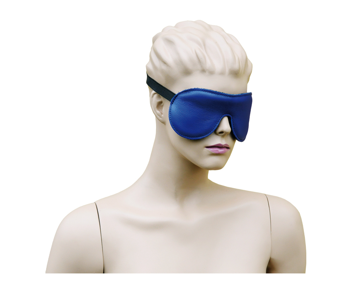 Leder Augenmaske soft blau/schwarz
