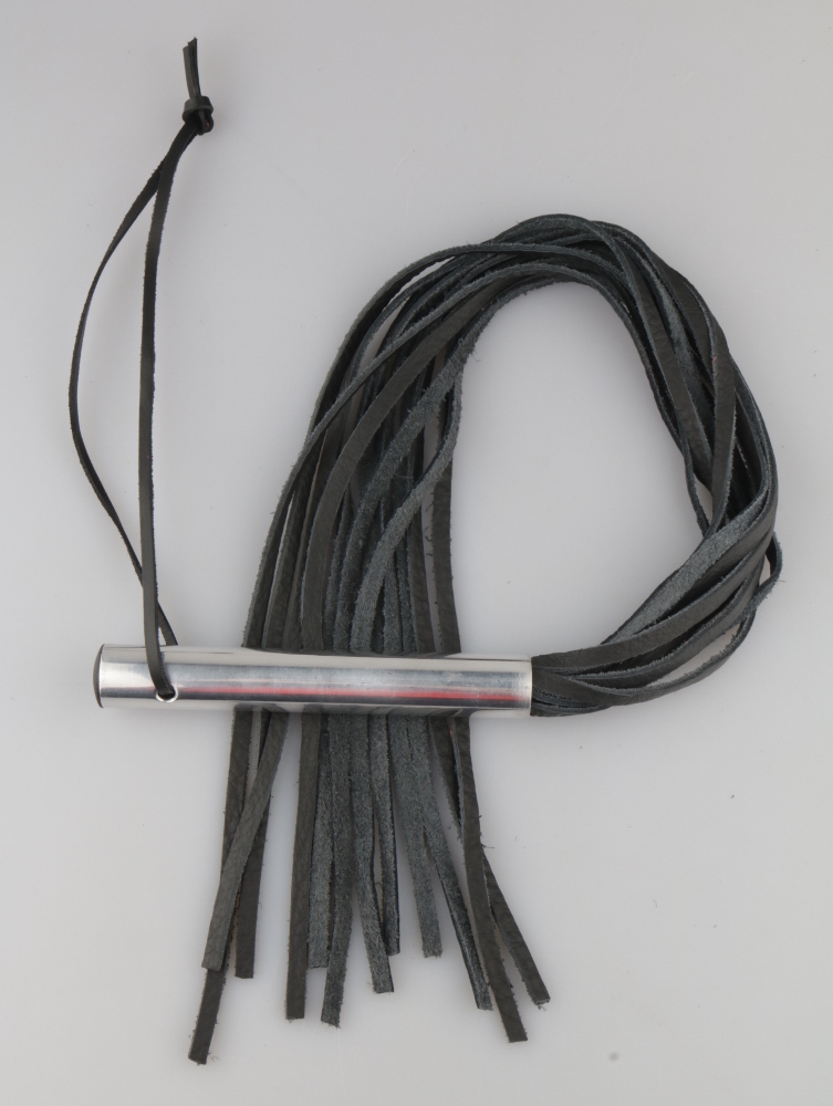 Lederpeitsche mit Aluminium Griff
