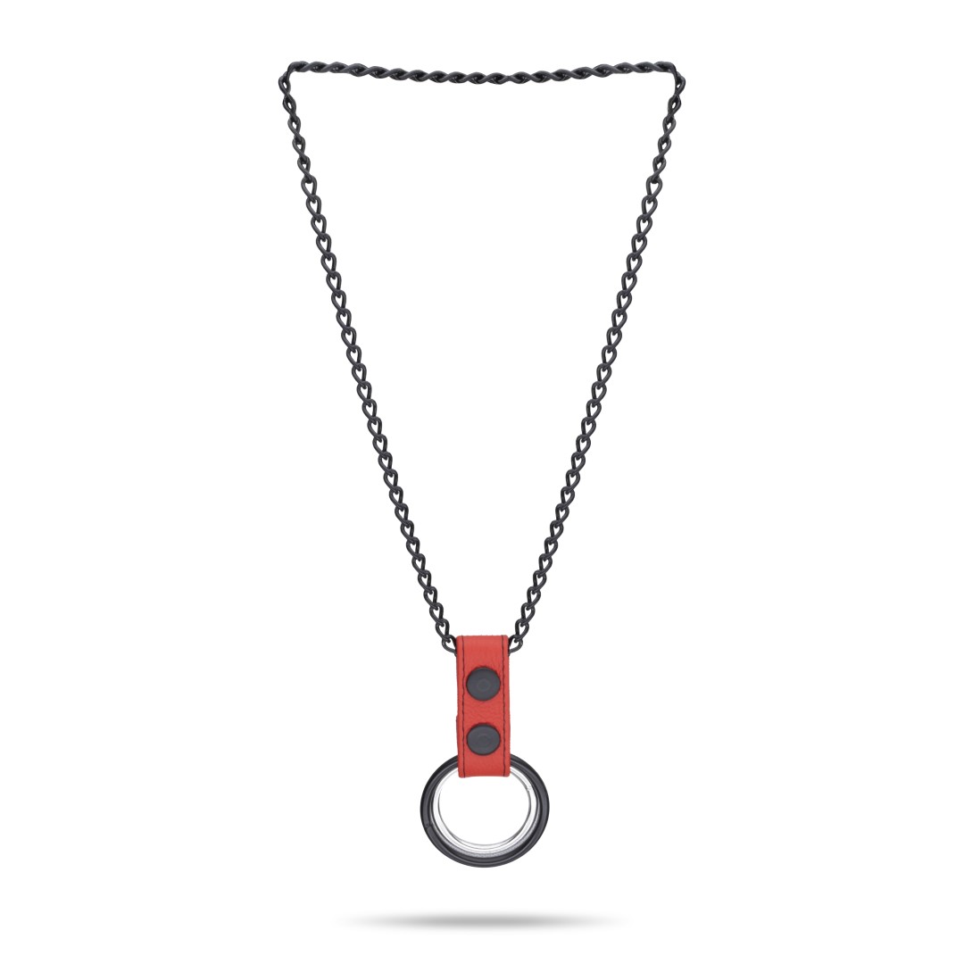 Ketten Cockring Schwarz/Rot