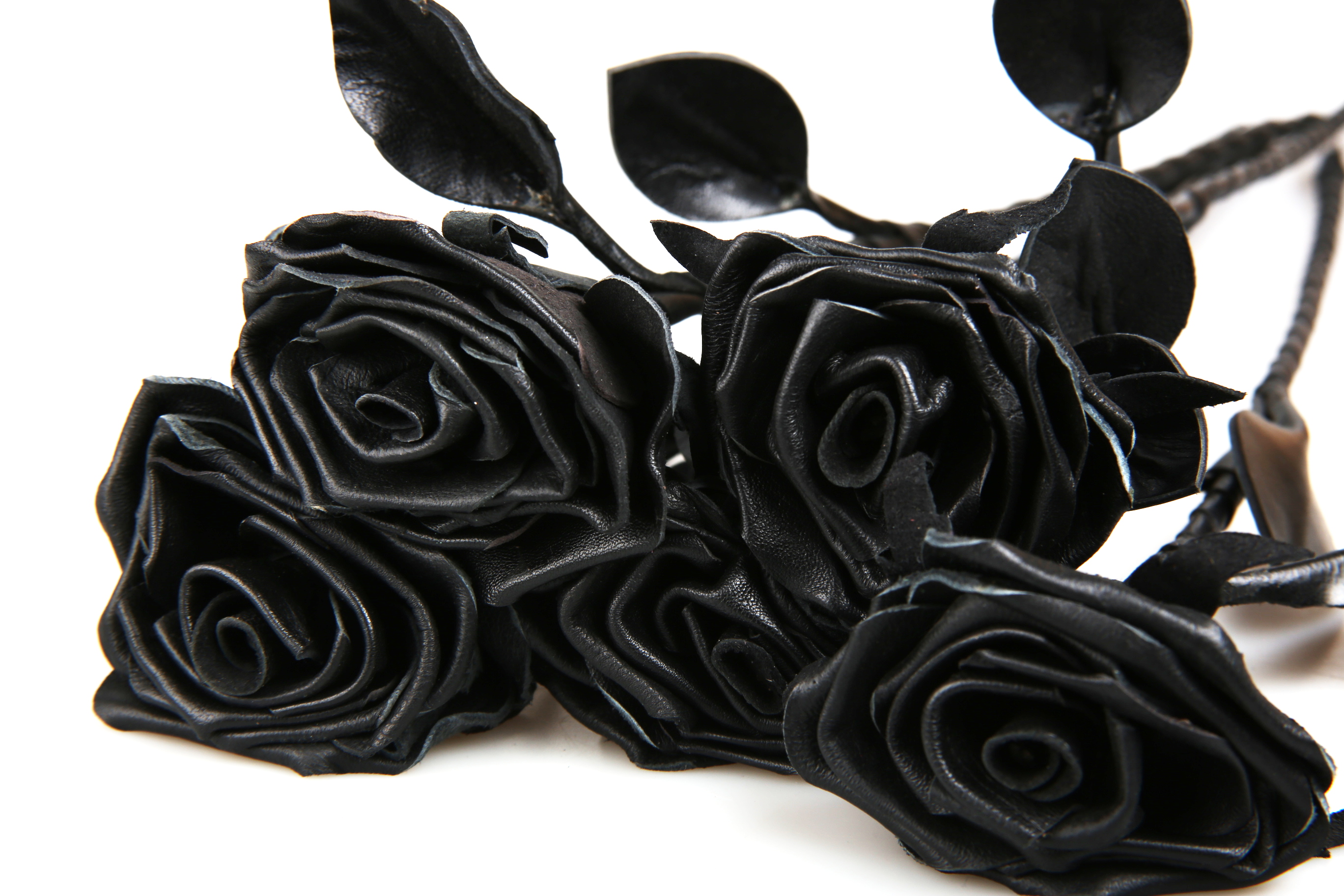 Leder Rose - Black /Schwarz - 5-Set