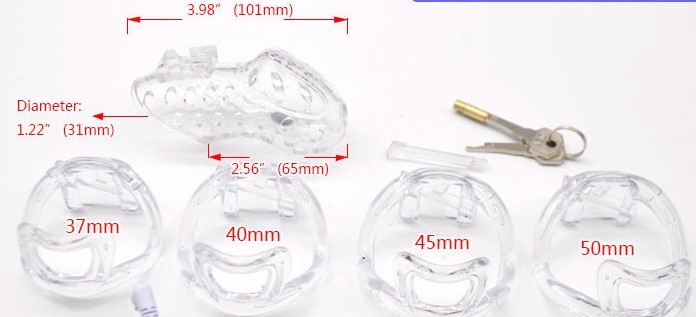 Keuschheitskäfig, abschliessbar und vier Ringe! schwarz oder  transparent, bitte wählen!