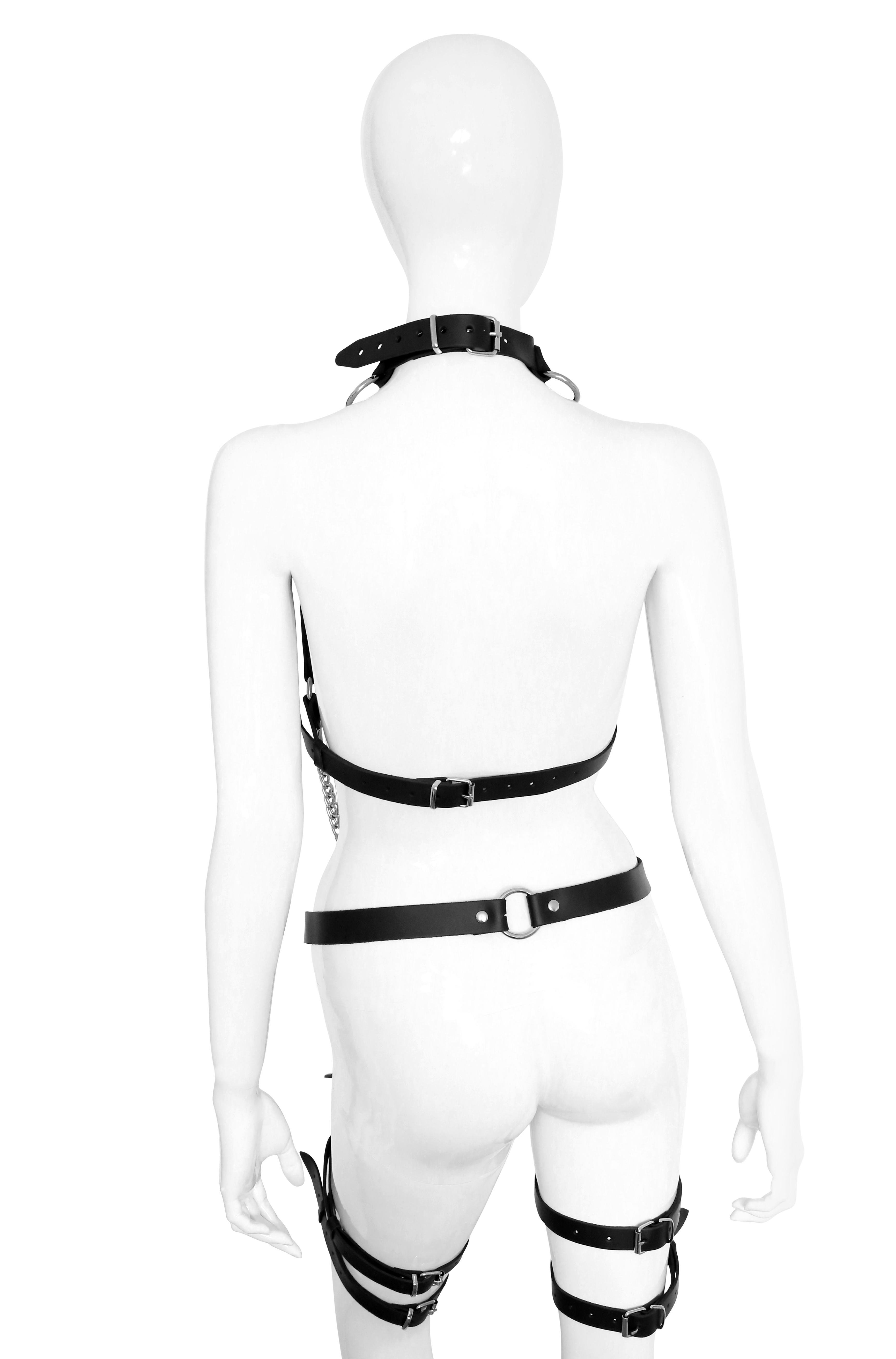 Leder Ketten BH Set