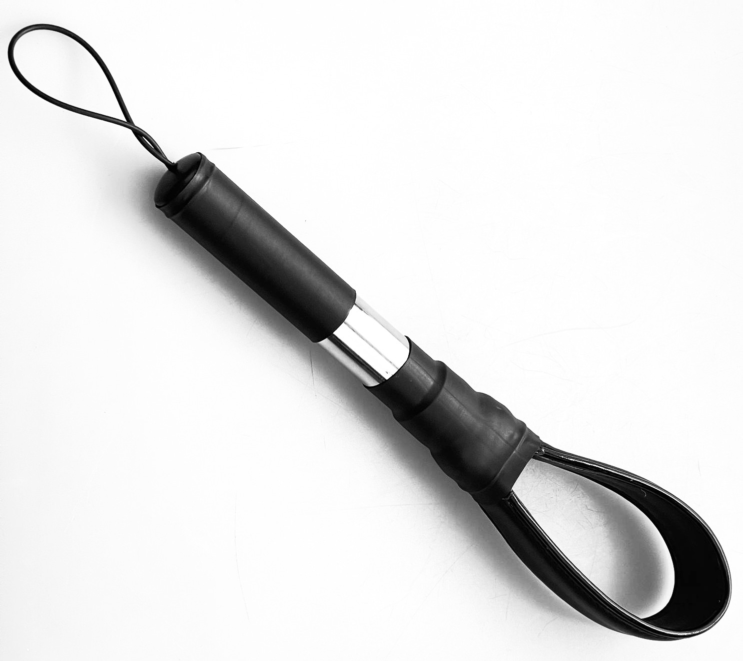 Leder-Paddle mit Metallgriff Schwarz