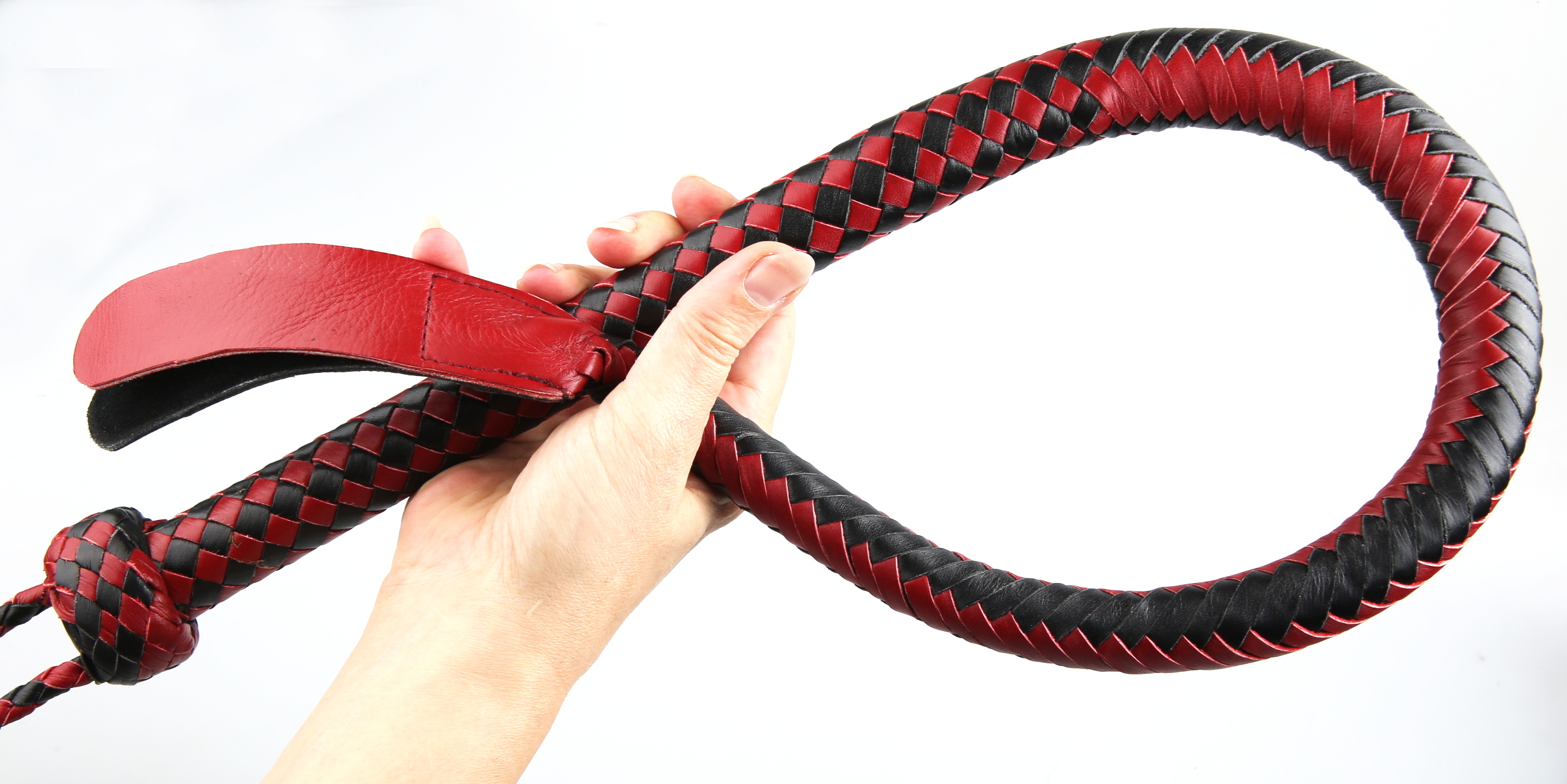Kantschu redblack - Single Tail Whip - mit Klatsche 90cm Rot/Schwarz