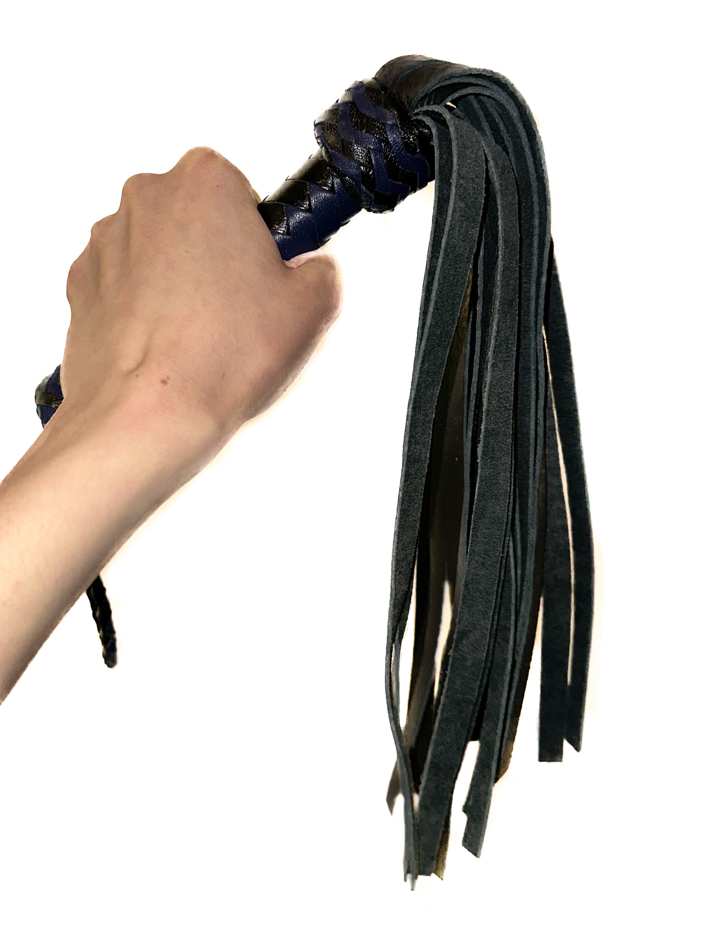Kleiner weicher Flogger aus Rindsleder in schwarz-blau