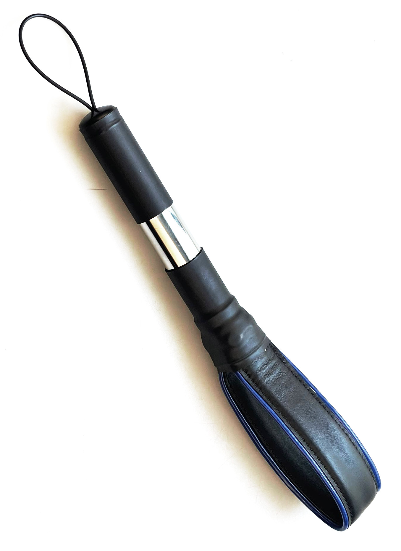 Leder-Paddle mit Metallgriff blauer Streifen