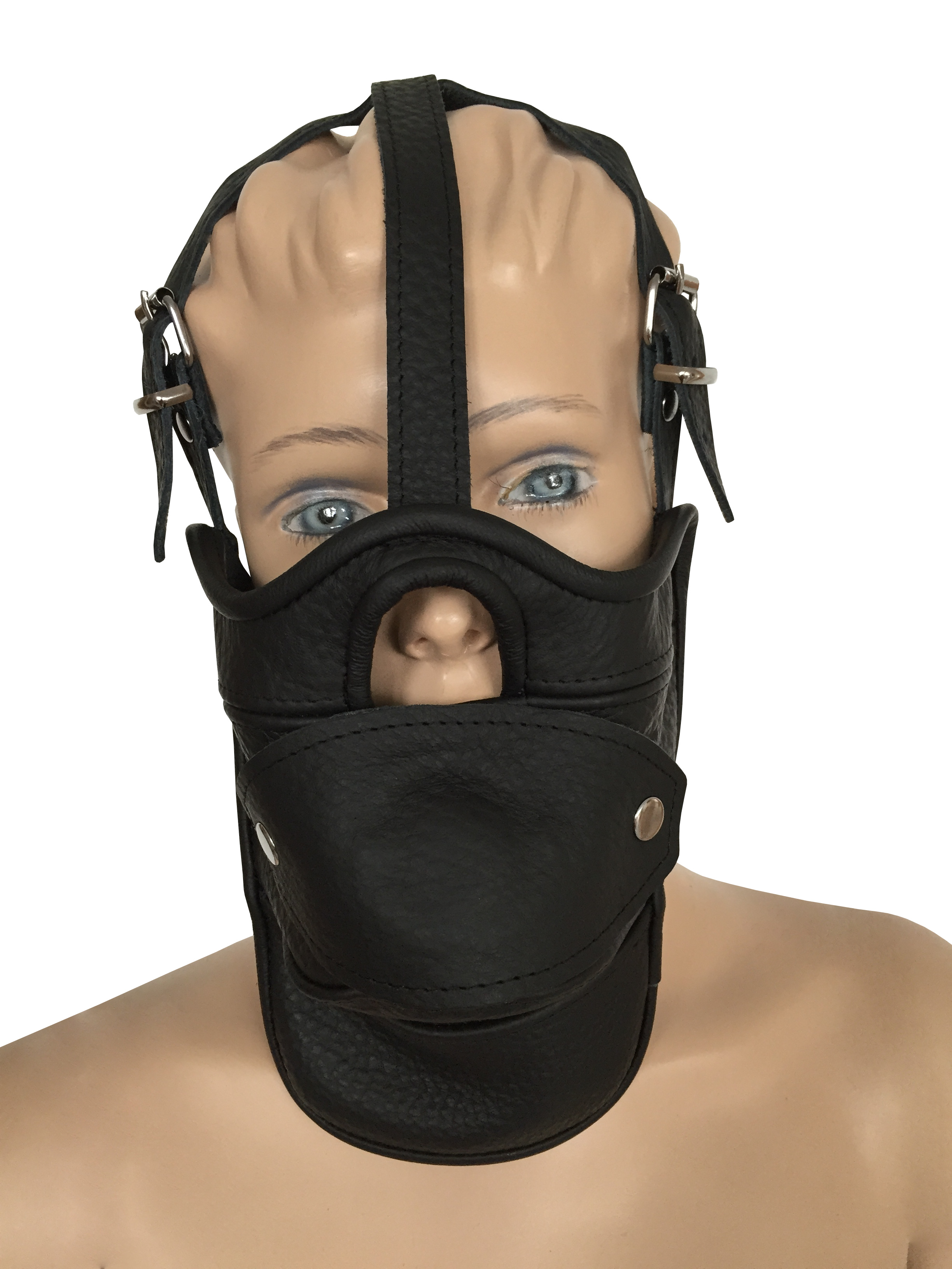 Maske mit Öffnung und abknüpfbarem Mundknebel