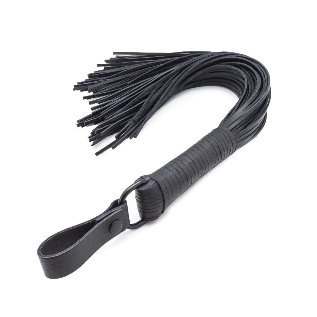 Lederpeitsche mit Gürtelhalter Schwarz