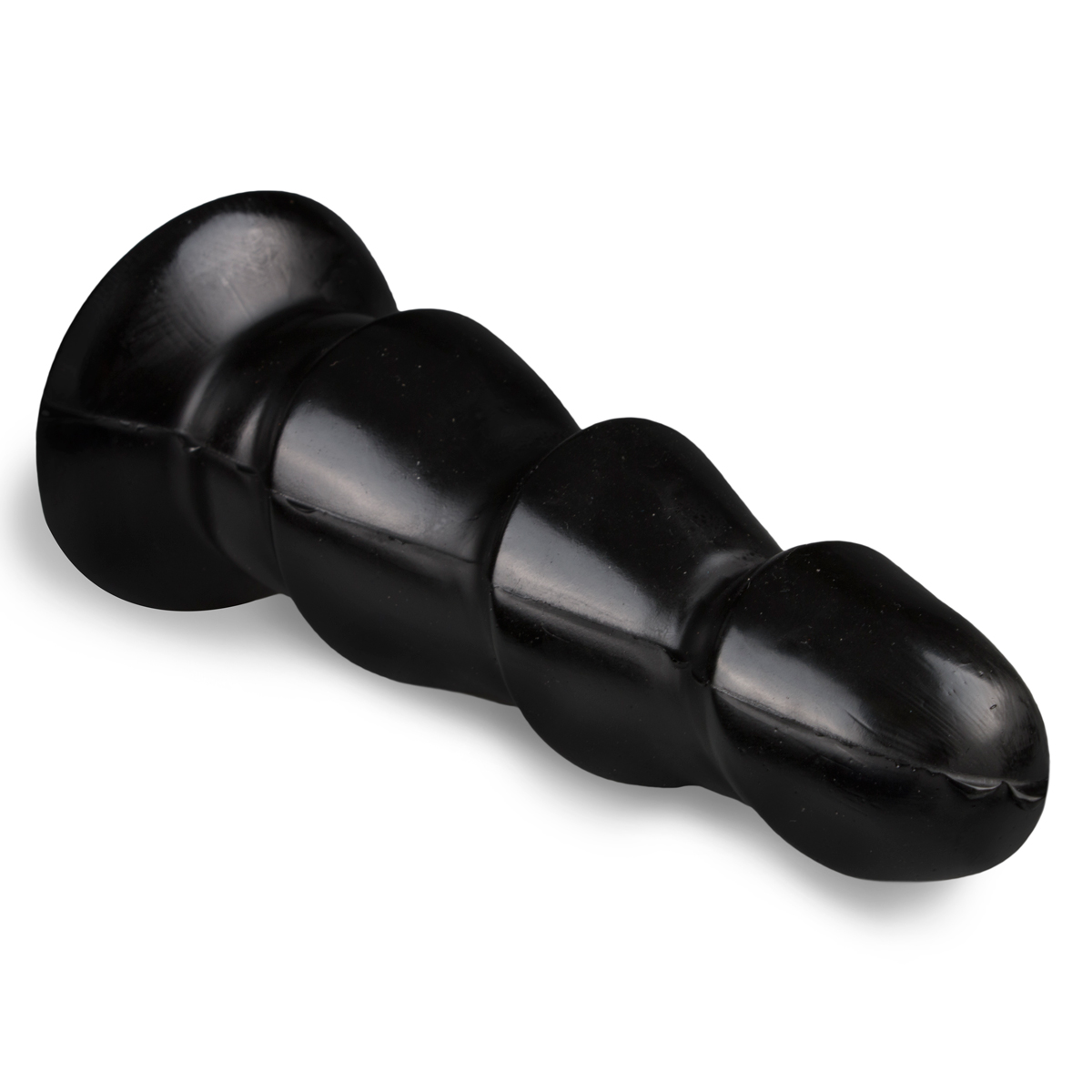 Schwarzer Analdildo mit Riffeln