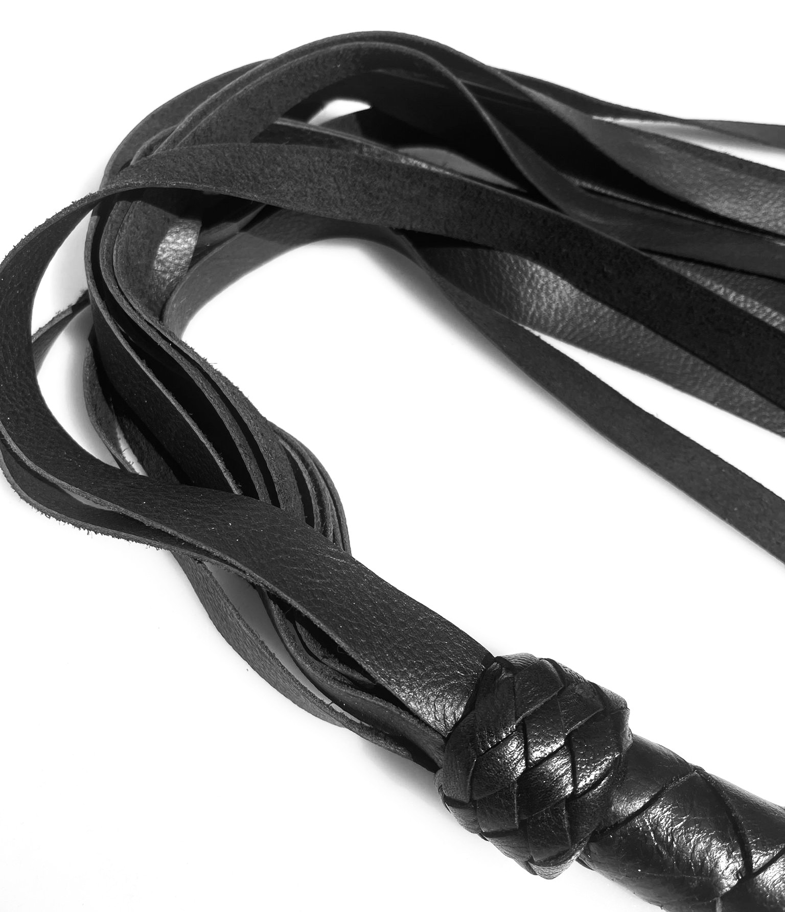 Langer Flogger - Schwarz aus Rindsleder